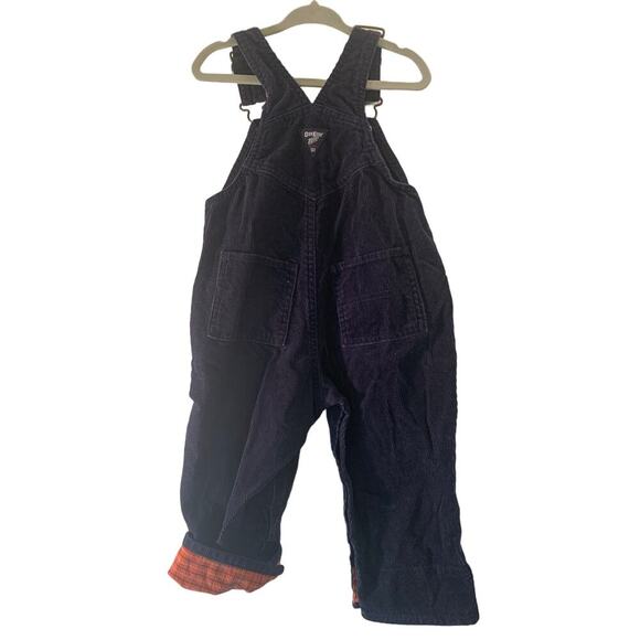 OSHKOSH B’GOSH Boy’s Navy Corduroy Flannel Lined Bib Overalls / Size: 18 Months - Picture 2 of 9